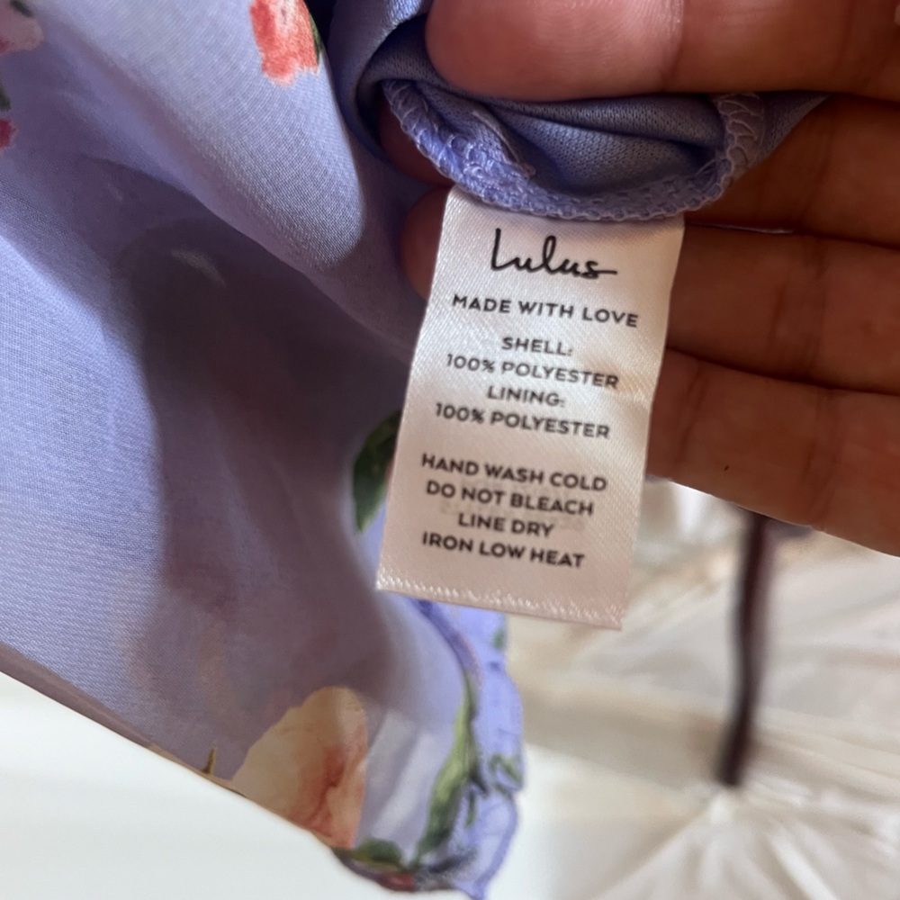 Lulus From My Heart Lavender Floral V-Neck Tiered Bell Sleeve Mini Dress Size S - Picture 9 of 9